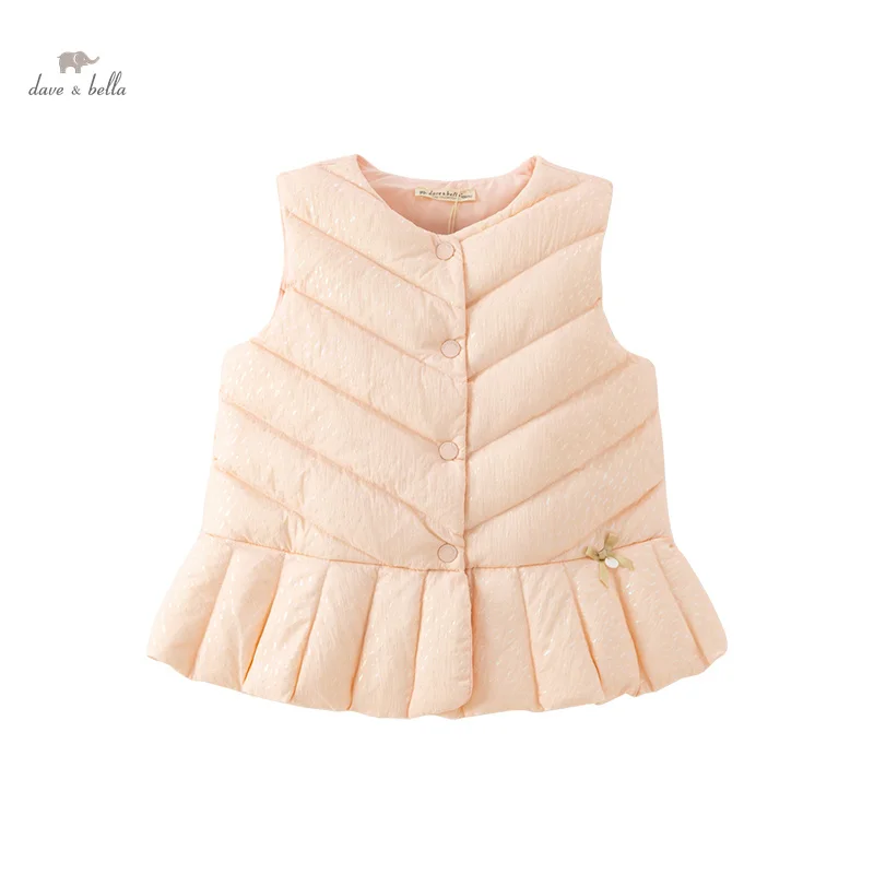 

Dave Bella Fashion Warmth Pink Girls Vest Light Weight Child Waistcoat White Duck Down Children Outerwear DB4237539