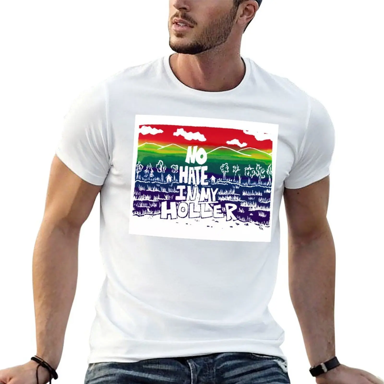 No Hate in My Holler Rainbow Pride T-Shirt funny t shirts cotton printed t shirts for man anime tshirt T-shirt