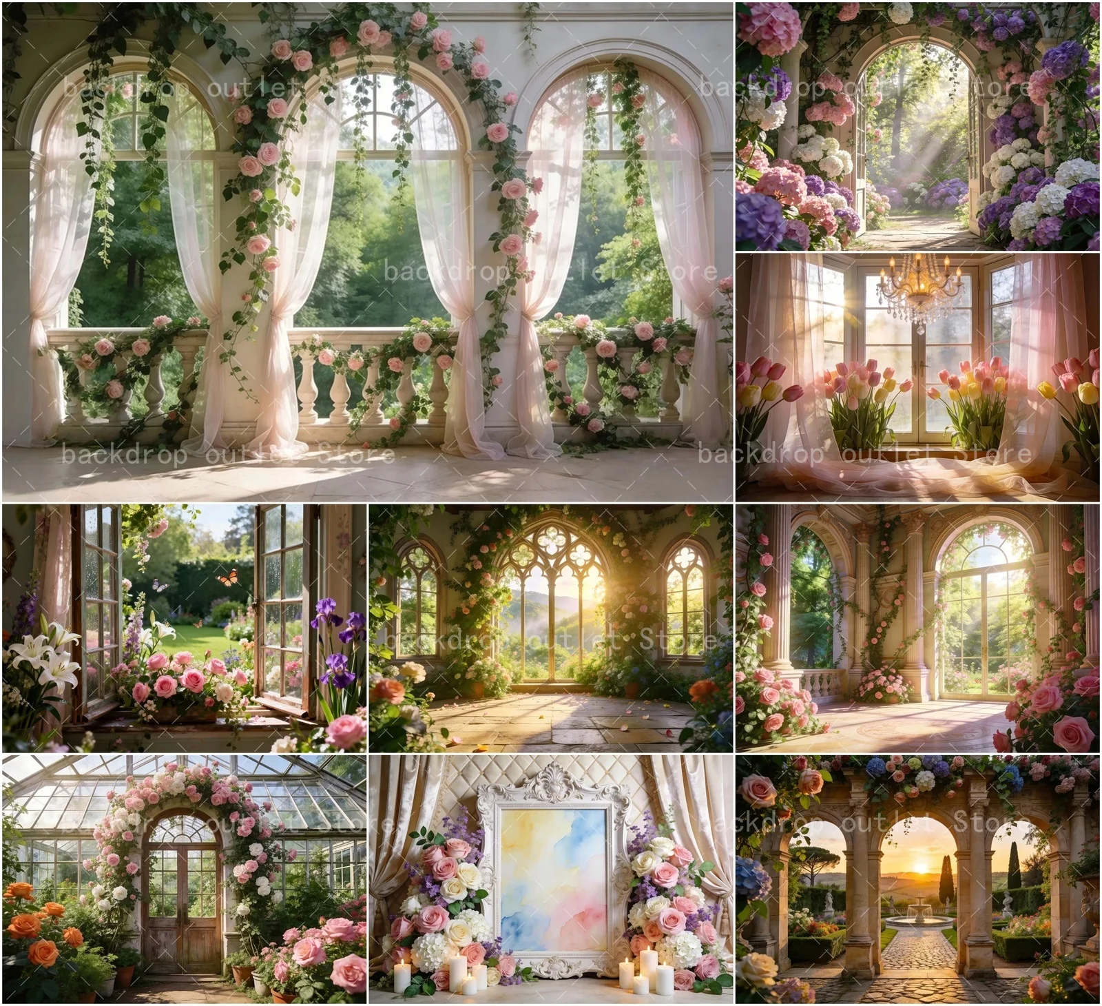 

Фон для фотосъемки Mehofond: Весенний европейский сад, цветочный занавес, пейзаж, свадебный фон, для женских и взрослых портретов, студийный реквизит