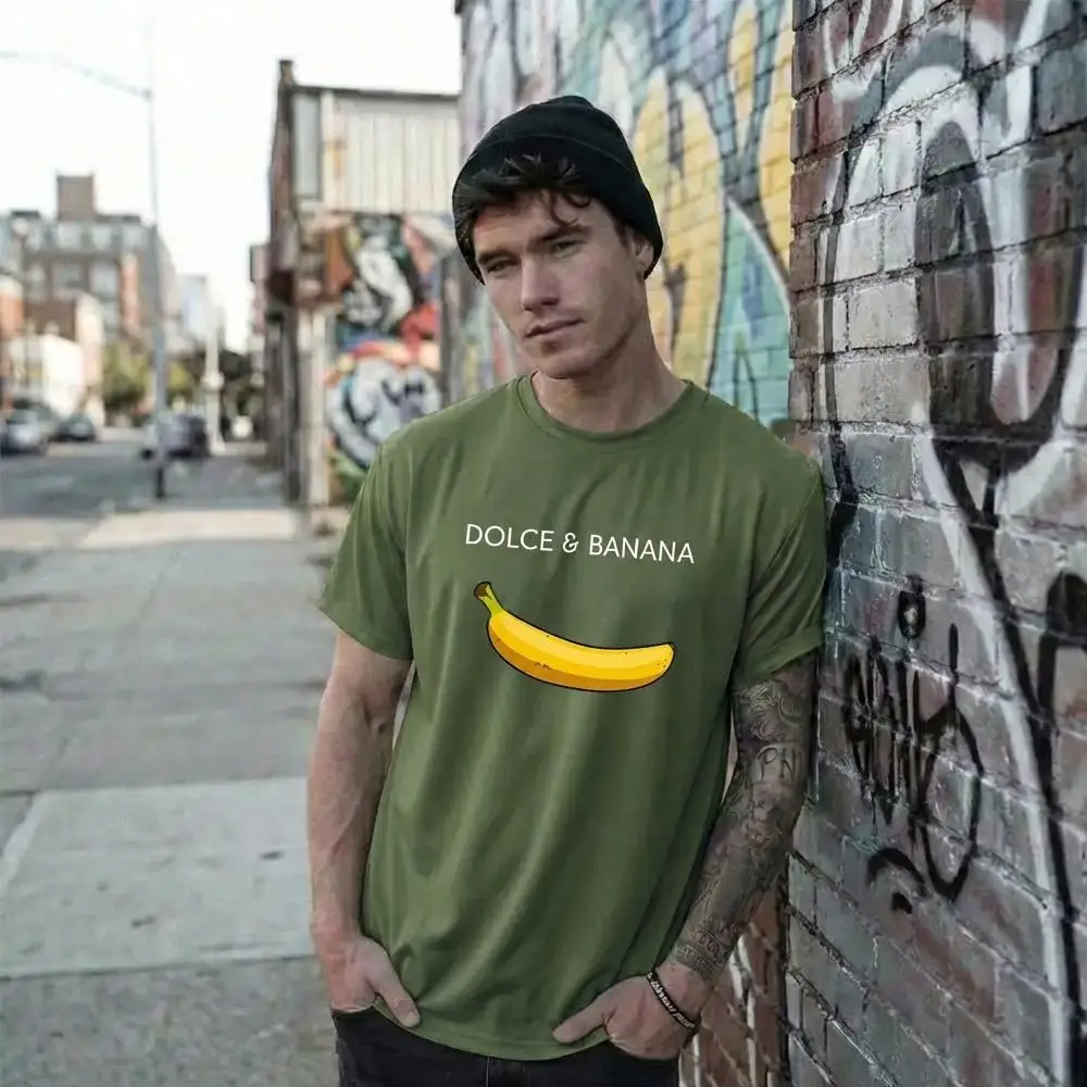 Funny Yellow Banana Print Man T-shirt Summer Street Hip Hop Trendy Short-Sleeve Tee Couple's Breathable Casual Crew Neck Top