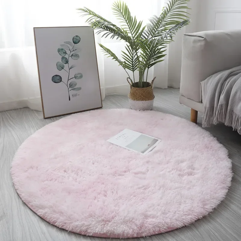 40/60/80/100/120cm Round Rug Mat Living Room Bedroom Carpet Floor Fluffy-Mat Anti-Skid Home Decor Bedroom Kid Room Decoration