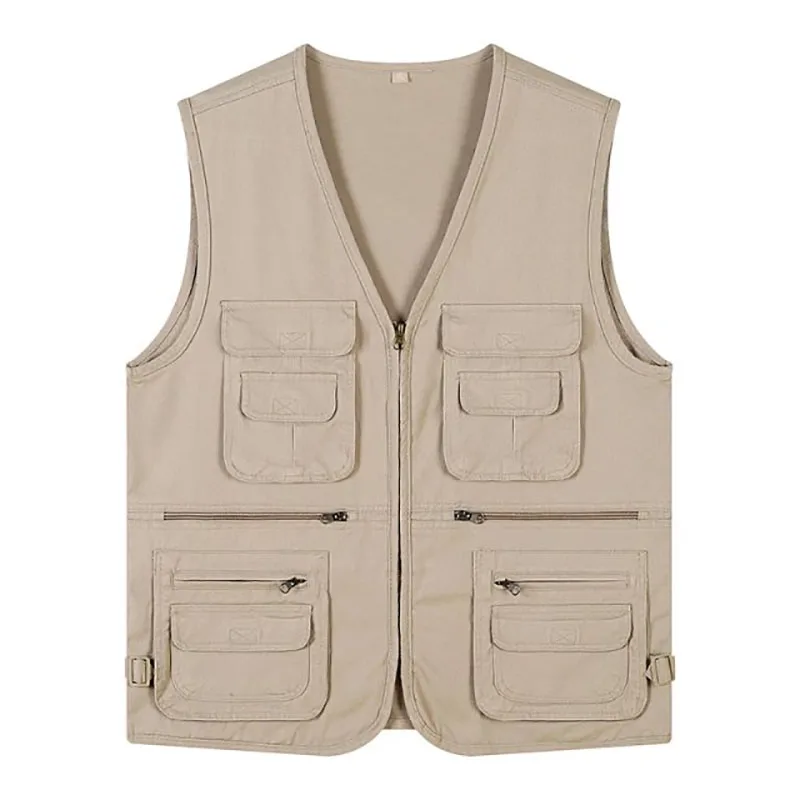 2024 New Fishing Male Casual Summer Big Size Cotton Sleeveless Vest With Many 16 Pockets Men Multi Pocket Photograph Waistcoat