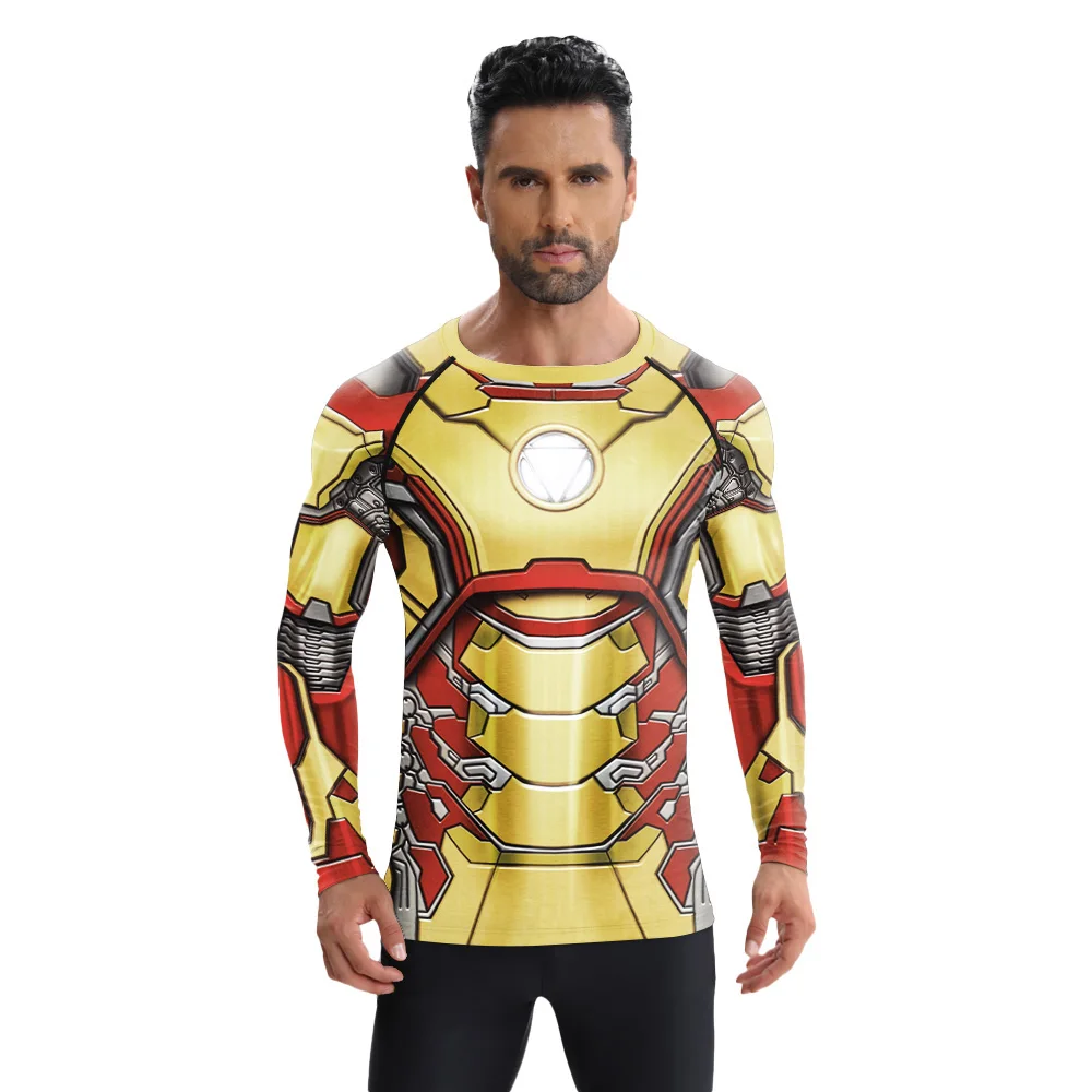 Deadpool chemise hommes Cosplay super-héros Costumes armure imprimé vêtements séchage rapide élastique Sport T-Shirt à manches longues hauts