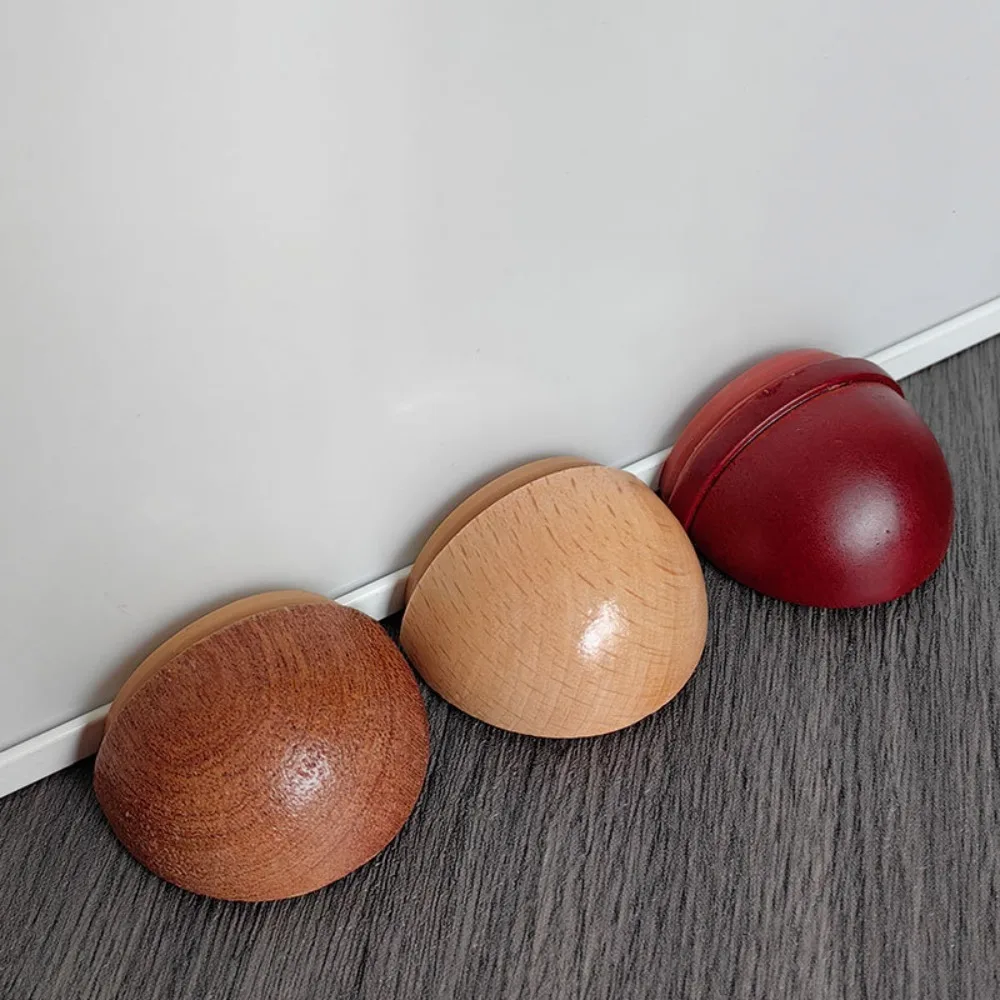 New Solid Wooden Door Stopper Punch-free Reduce Noise Door Blocking Device Wall Protectors Home Doorstop