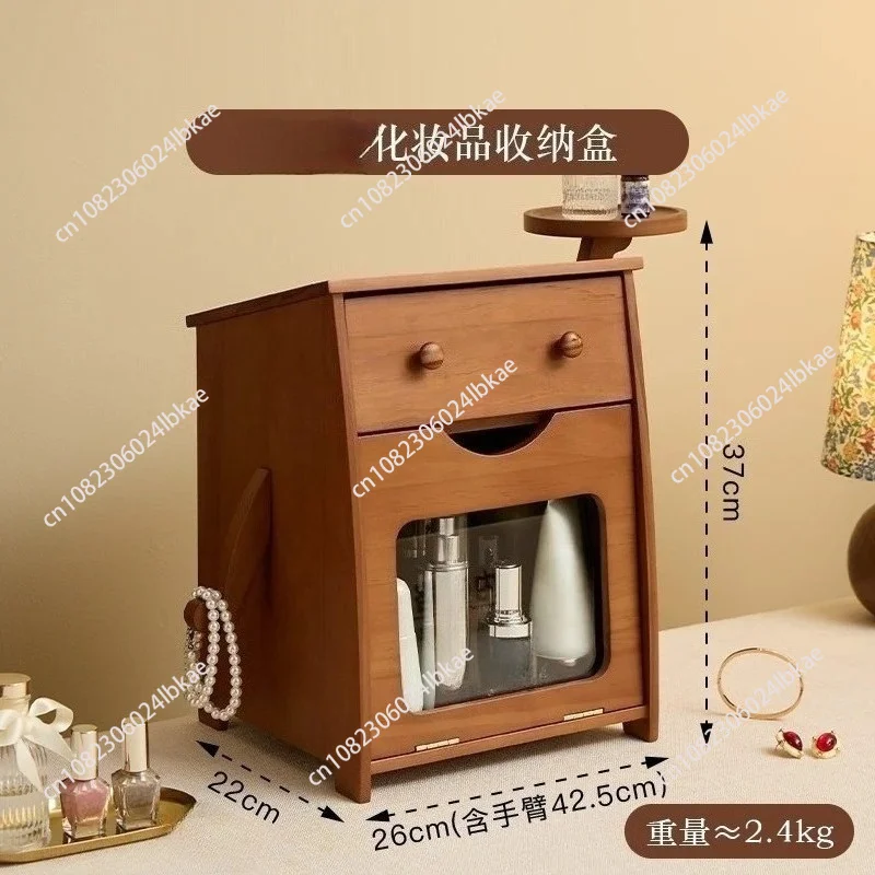 Pure solid wood rotating cosmetics storage box for high-value wedding gifts dresser perfume rack