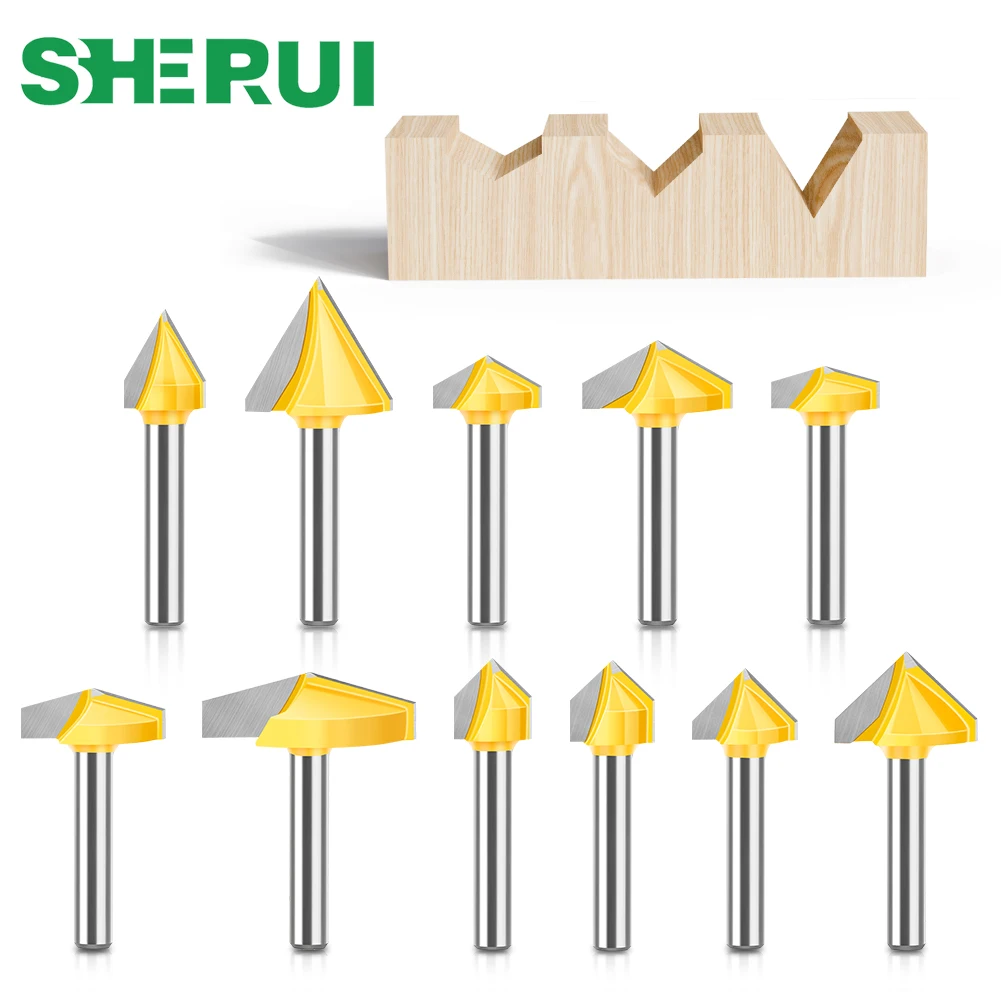 1PC 6mm Shank 90 Degree V-shaped 3D Router Bit Computer Carving Router Bit Woodworking Router Bit V-shaped Milling Cutter