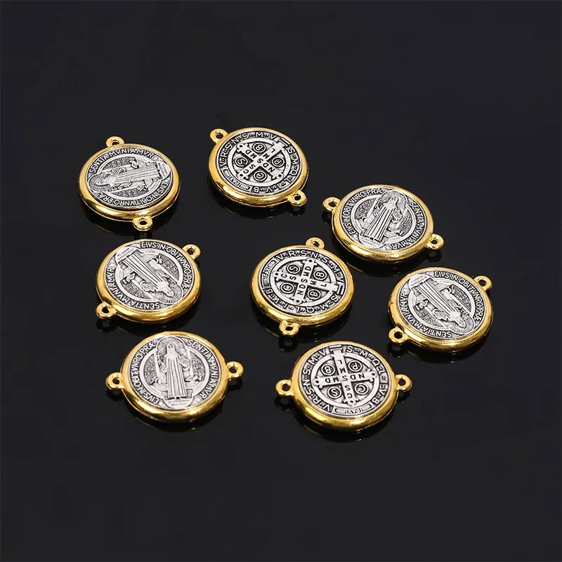 10/ Religious Virgin of Guadalupe Gold Plated Christian Virgin Mary Ornament Three-hole Connector Making Accessories