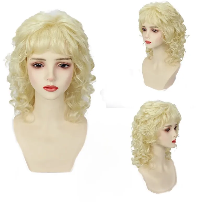 

Women's Long Wavy Curly Hair Wig Light Blonde Ladies Wigs