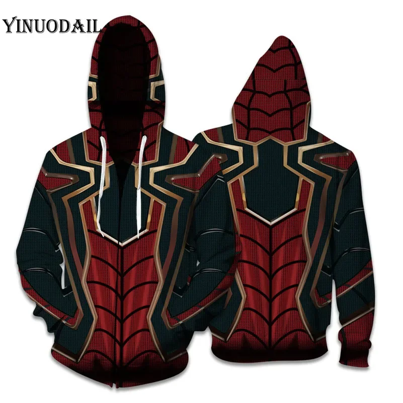 YINUODAIL Mens Hoodies The Avengers 3D Hoody Sweatshirt Marvel Iron Spiderman Cosplay Costume Tops Hooded Jacket