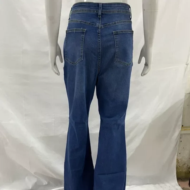 

Autumn Fashion High Waisted Single Row Multi Button Street Jeans Tight Fitting Straight Leg Micro Flared Pants Womens Clothing