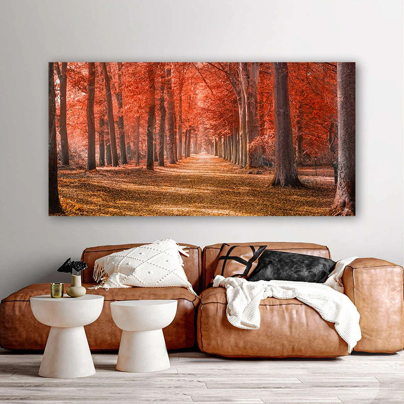 Autumn Forest Posters Red Tree Canvas Prints Landscape Decorative Painting Wall Picture For Living Room Home Decoration No Frame