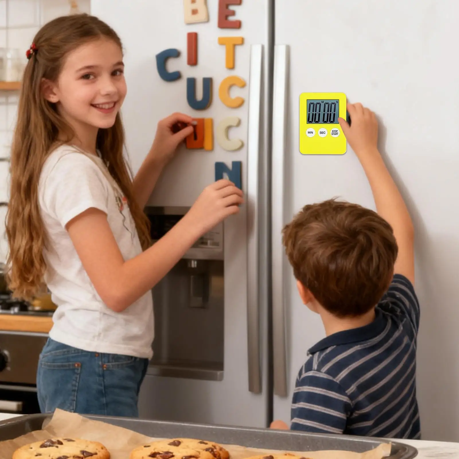 Magnetic Home Kitchen Timer Digital Clear LCD Screen One Click Forward/countdown Alarm Reminders Loud Alarm Timer
