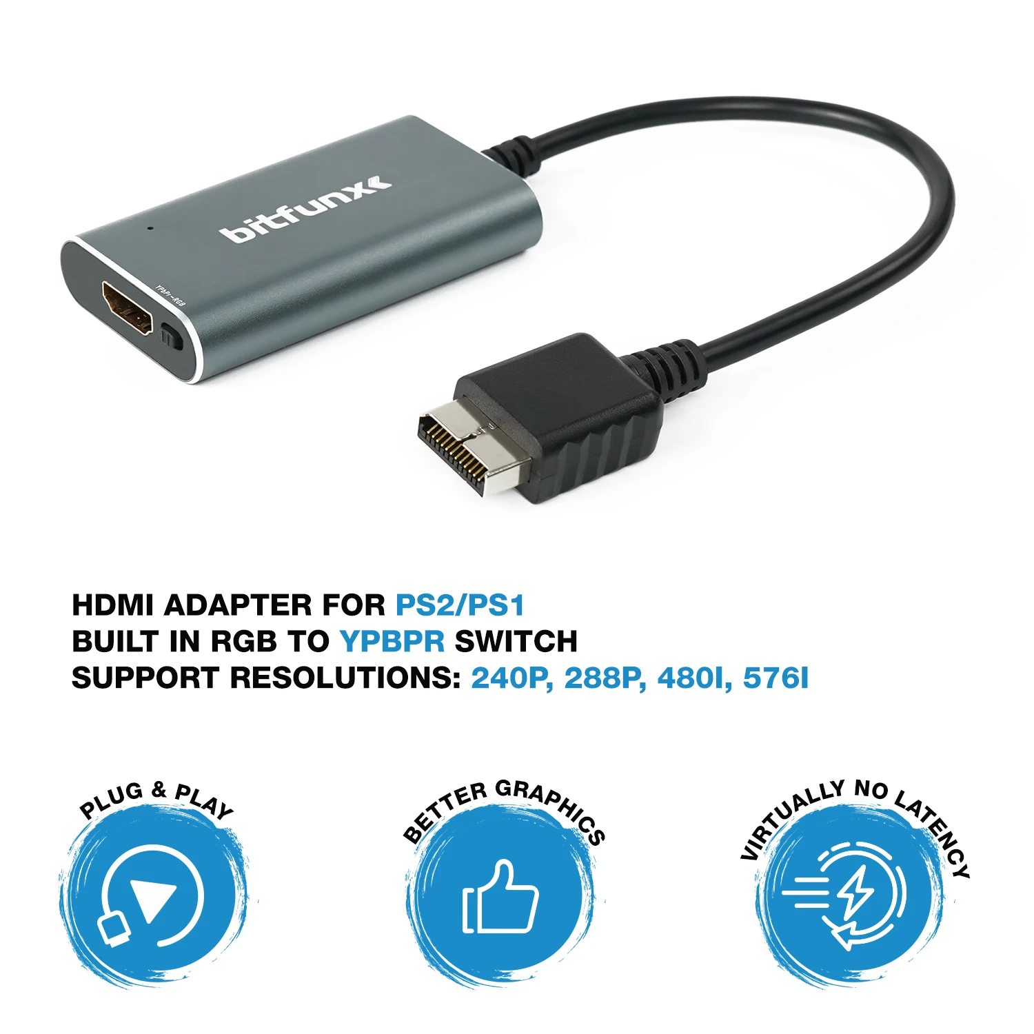 Конвертер PS2 в HDMI для игровых консолей PS2 PS1 PlayStation 1/2 с переключателем RGB в YPbPr