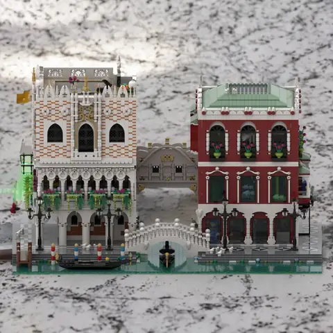 10262PCS MOC Street View Venice Palaces Bridges Model Custom Building Blocks Architecture DIY Assembly Display Gift Building Set