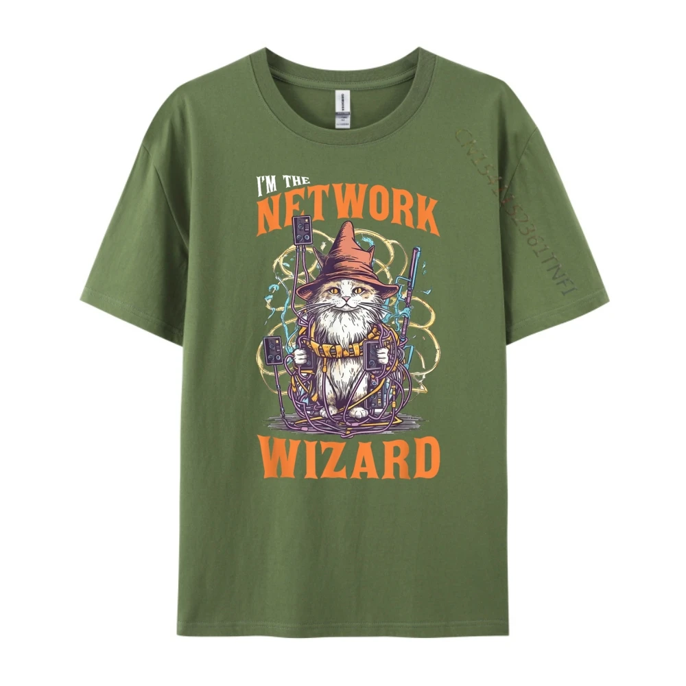 تي شيرت Network Wizard Network Admin Cat Computer Engineer مقاس كبير ملابس رجالية كبيرة الحجم مطبوعة