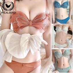 Conjunto de sutiã sem alças ajustável para mulheres, push-up pequeno no peito, anti-sag, sem underwire, sutiã sexy, lingerie antiderrapante