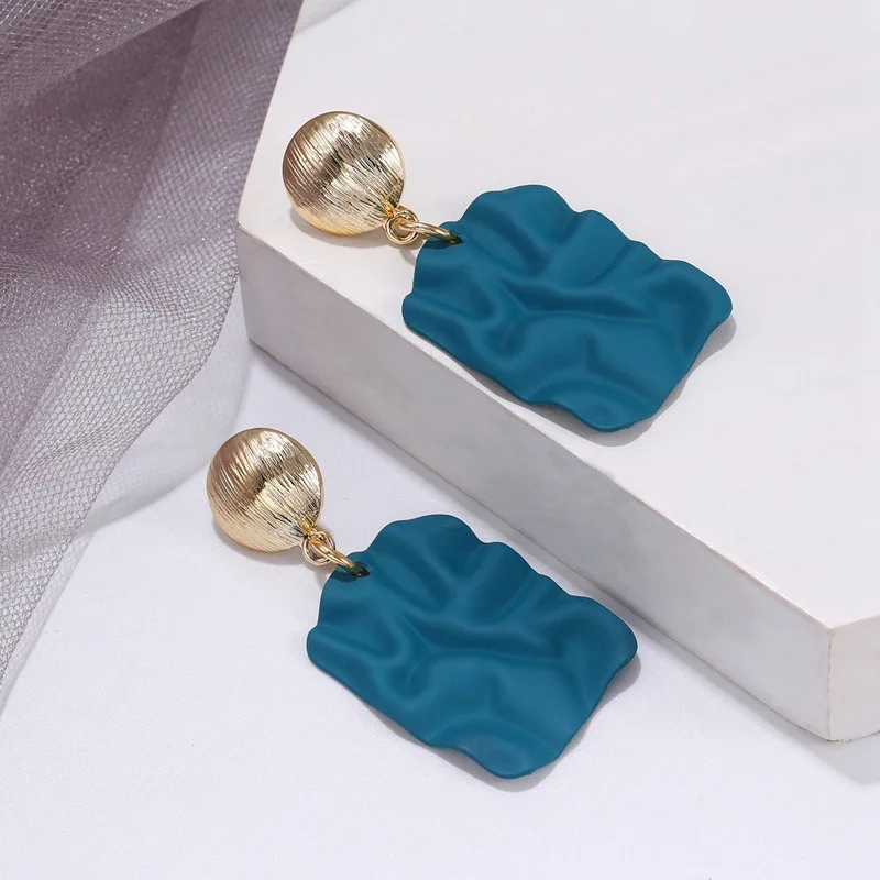 Frosted paint earrings women's geometric simple earrings 2020 cross-border jewelry Korean version Internet celebrity earrings ma