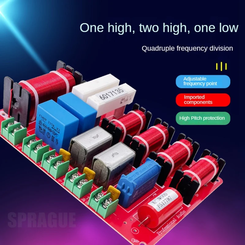 4 Way Crossover Filters, Built in Insurance Guard Treble, Excellent Heat Dissipation, 300W HiFi Divider