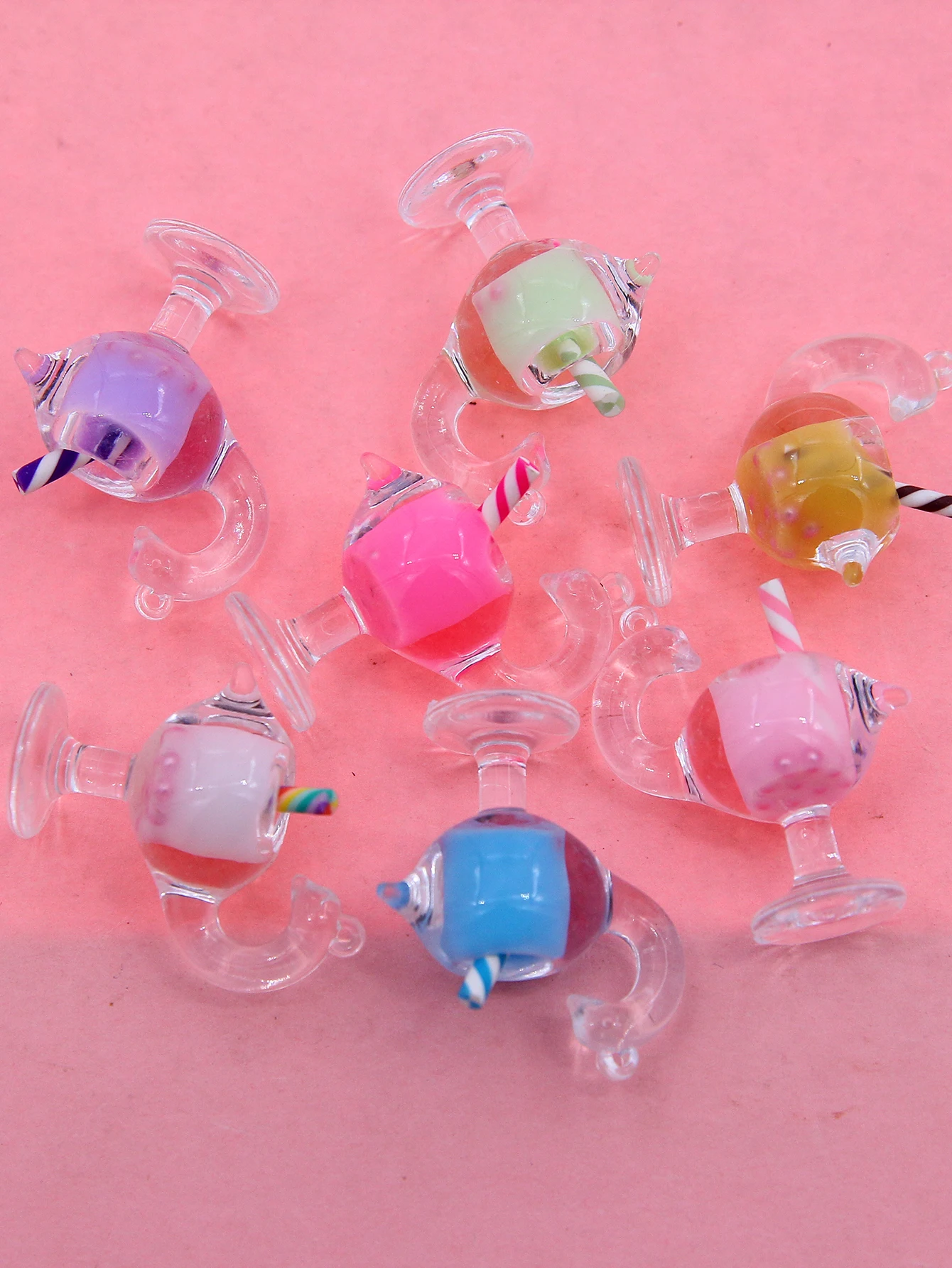 10pcs 32*28 mixed color bubble tea straw Swan goblet DIYdiy phone case Keychain hanging necklace earrings accessories