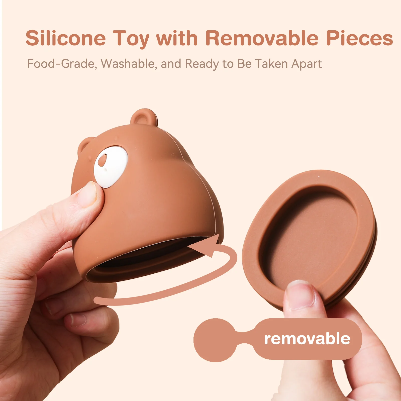 Jouets de bain en silicone sans moule ours, jouets de bain pour bébé de 6 à 12 mois, tout-petits de 1 à 3 ans, jouet de baignoire pour bébé non toxique, jouets d'eau, jouet de piscine,