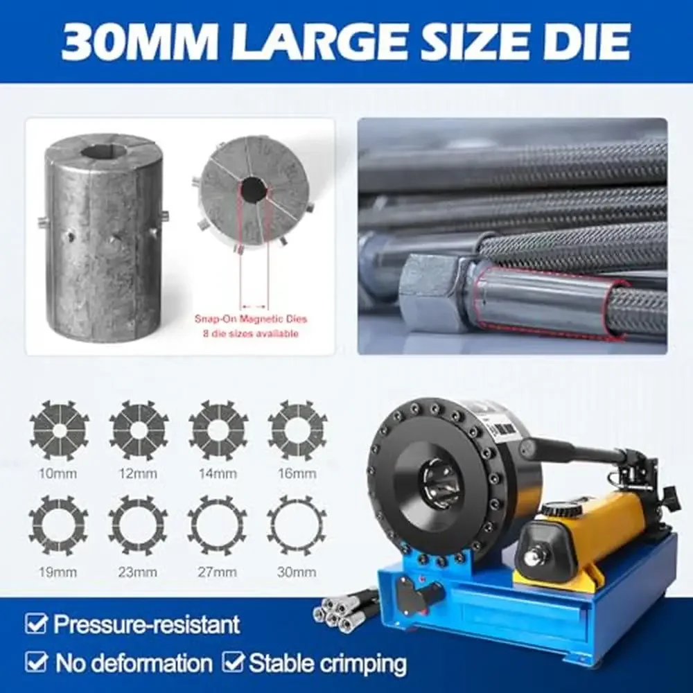 Hydraulic Hose Crimper 8 Dies Oil Pump Pressure 4350psi Maximum Crimping Force 950KN 1/8