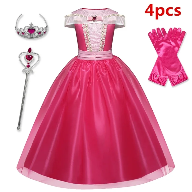 Fancy Princess Dress Sleeping Beauty Clothing Girls Fairy Tale Aurora Party Vestidos Carnival Children Cosplay Costume 4-10Yrs