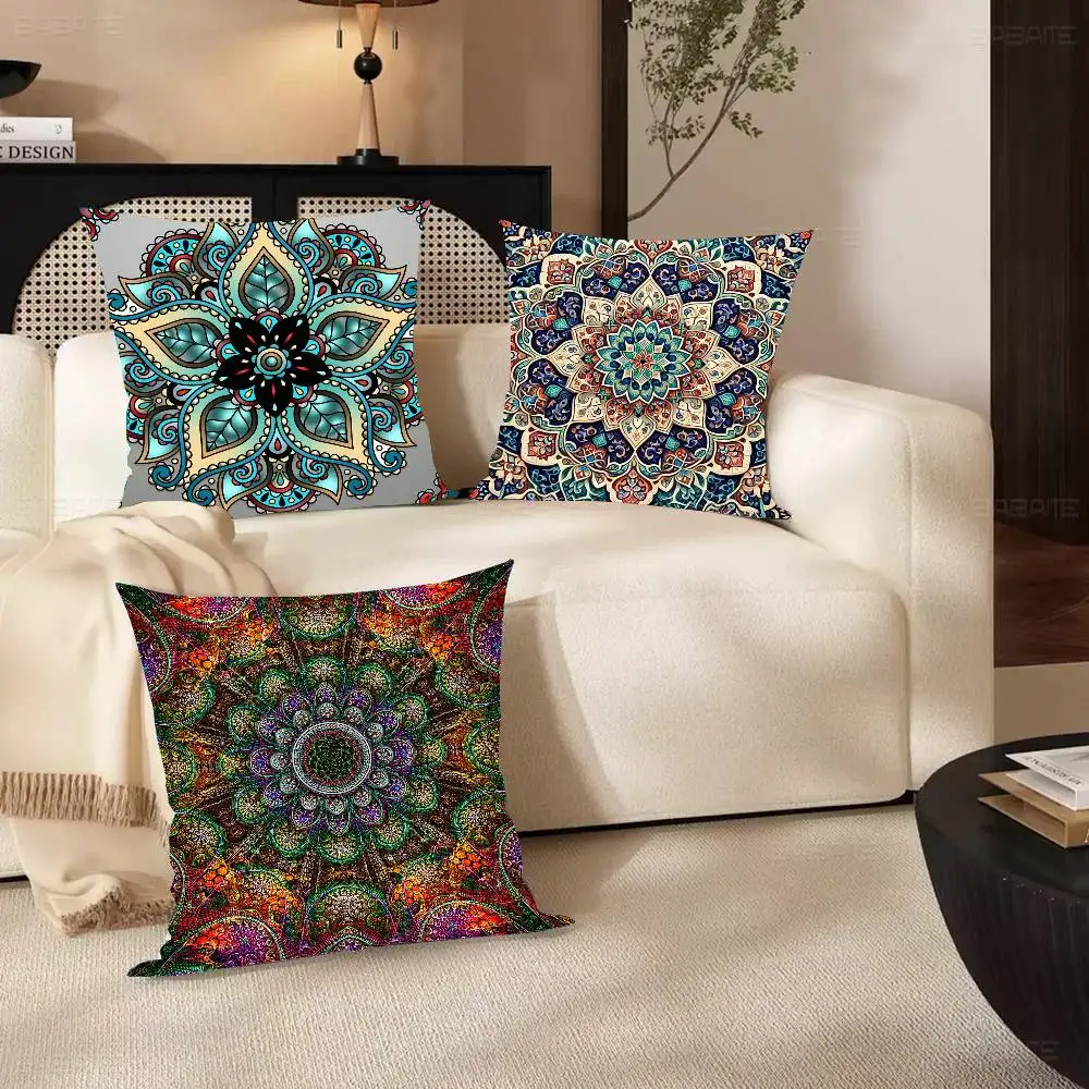 Bohemia Painting Mandala Pillow Case Fashion Square Pillowcase Bedroom Sofa Room Ins Decoration Leisure