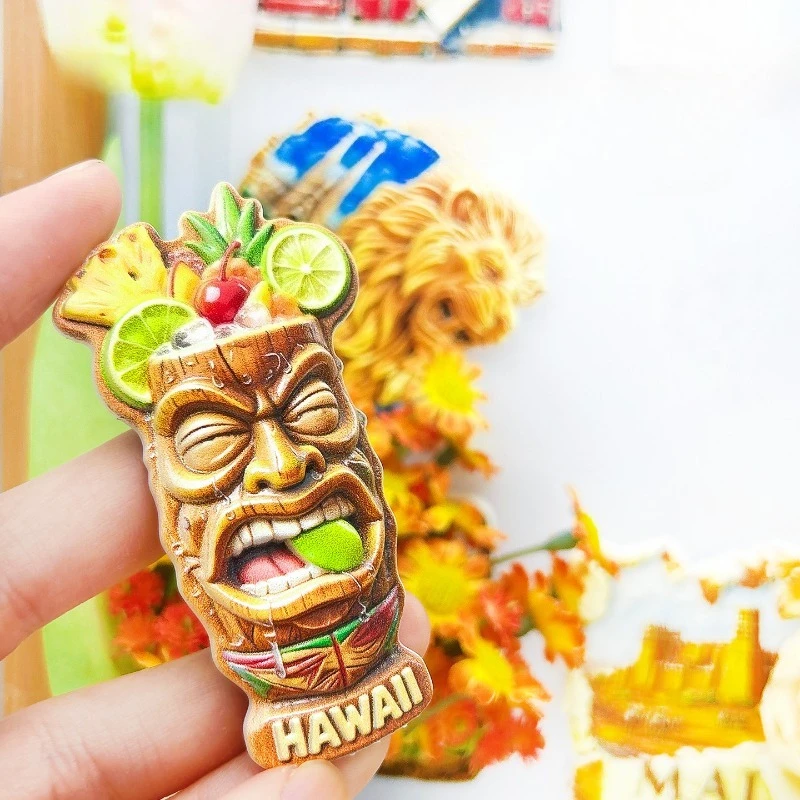 Hawaii Cocktail Fridge Magnet - Vibrant 3D Tropical Drink Souvenir Unique Beach Gift for Travel & Tiki Bar Home Decor