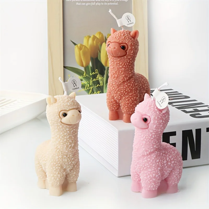 3D Alpacas Silicone Candle Mold DIY Cute Animal Scented Candle Soap Craft Gifts Making Resin Plaster Molds Home Decor Supplies