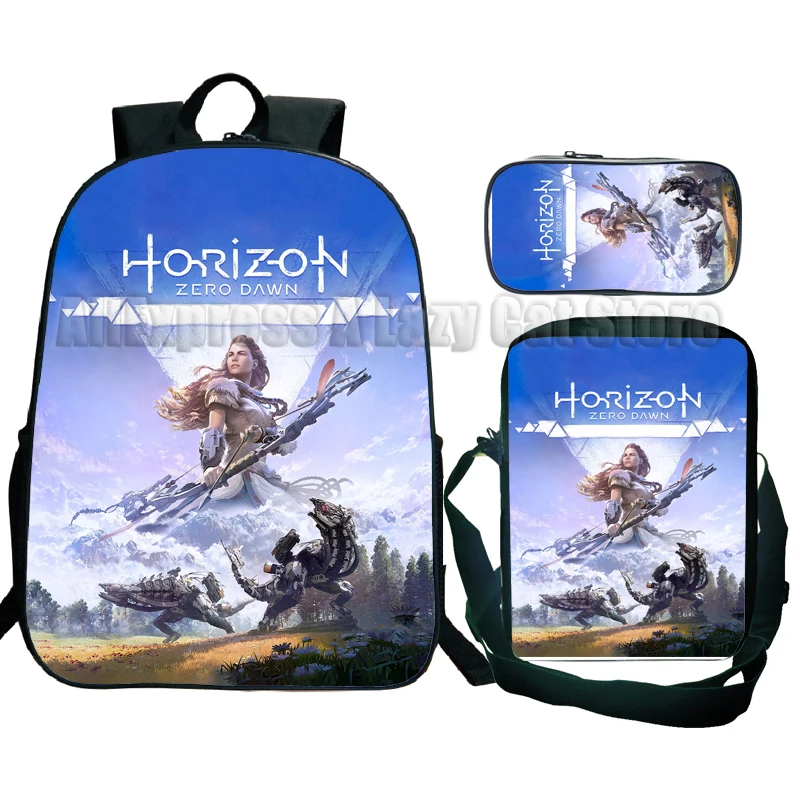 Anime Cartoon Mochila Escolar para Crianças, Horizonte Proibido Oeste, Kawaii Schoolbag, Bagpack Adolescente, Menina, Estudante, 3Pcs