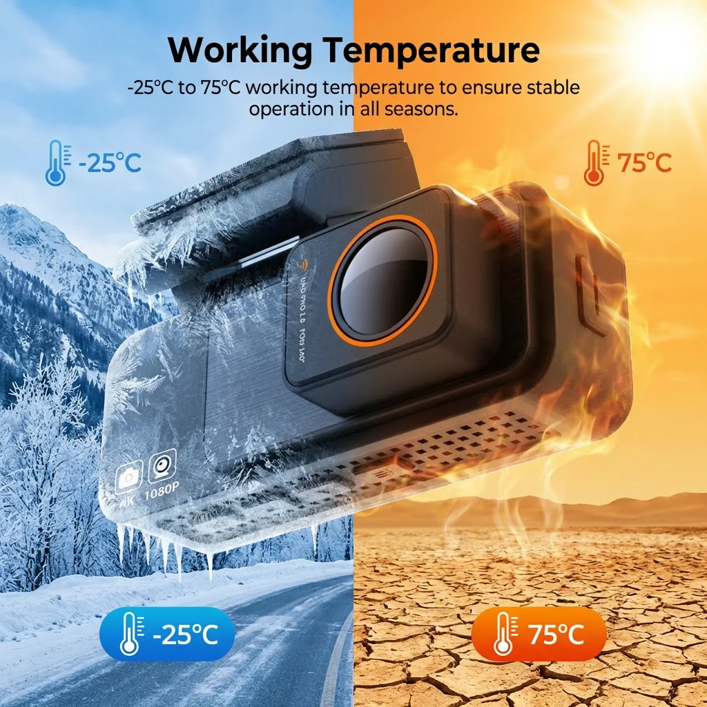 4K Dash Cam Built-in GPS WiFi Front and Rear Supercapacitor 24H Parking Monitor Dual Lens 3.2\