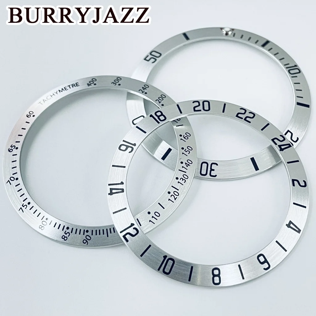 BURRYJAZZ 38MM Chronograph Indices Function Sloping Bezel Insert SUB Diving GMT Watch Insert Watch Replace Aluminum Bezel