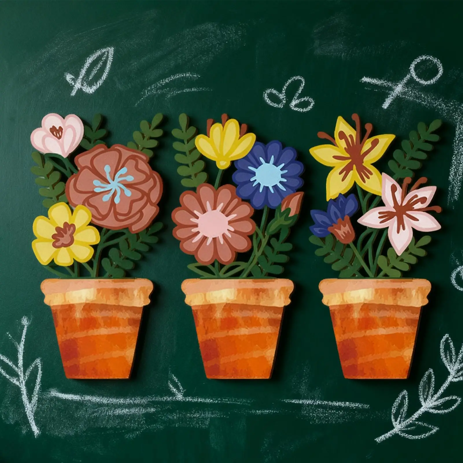 Wooden Flowers Wall Art Indoor Hangable Ornament Wall Sculpture Flowers Vase Decor for Living Room Dining Room Bedroom Bathroom