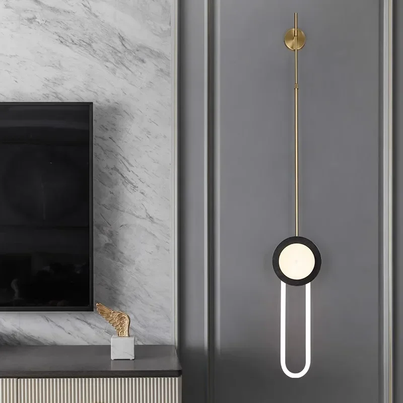 إضاءة داخلية، تصميم حديث، إبداع بسيط، مصابيح حائط LED معدنية طويلة القطب، تركيبات إضاءة فندقية فاخرة