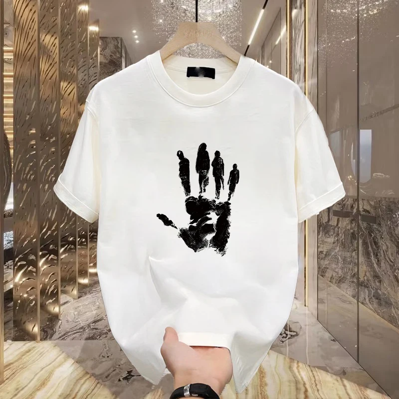 

American Sle Pure Cotton ort Sve T-irt ex Casual Comfortable Breathable Print Design Summer Faion Clothing