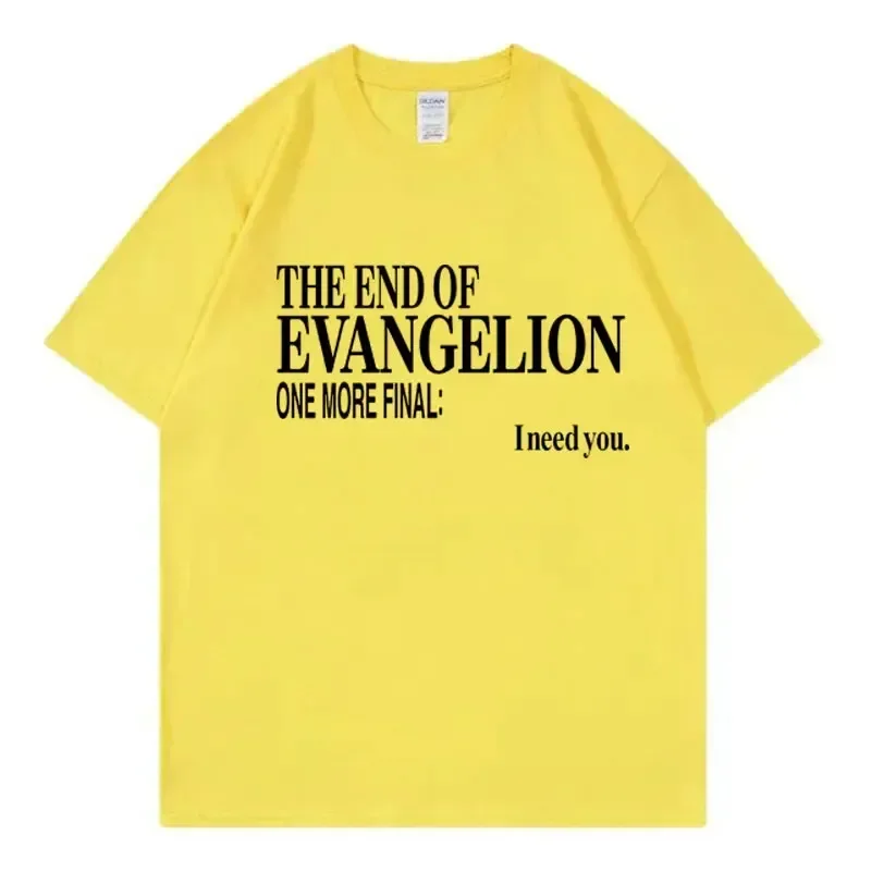 2024 summer New Hot Neon Genesis Evangelion Printed Men's and Women's Pure Cotton T-shirt Couple Street Casual Loose Top