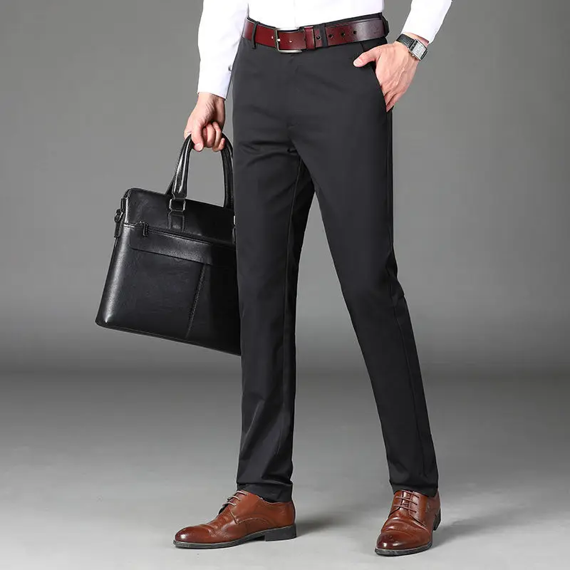 Mode Mannen Business Office Suit Broek Lente Zomer Nieuwe Streetwear Mannelijke Kleding Losse Solid Casual Straight Volledige Broek 2022