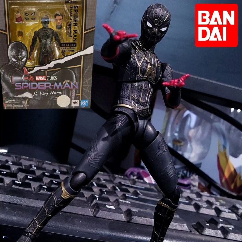 

Original Shf Marvel Spiderman No Way Home Black & Gold Suit Collection Action Figure Decoration Model Limited Toy Collection