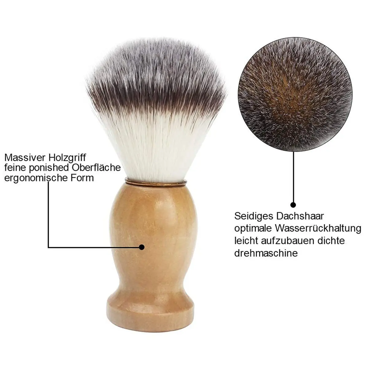 [N84R] Mens Shaving Brush and Bowl Set 3-in-1Wood Handle Shaving Brush Stainless Steel Shaving Bowl Brush Stand Salon Face Set