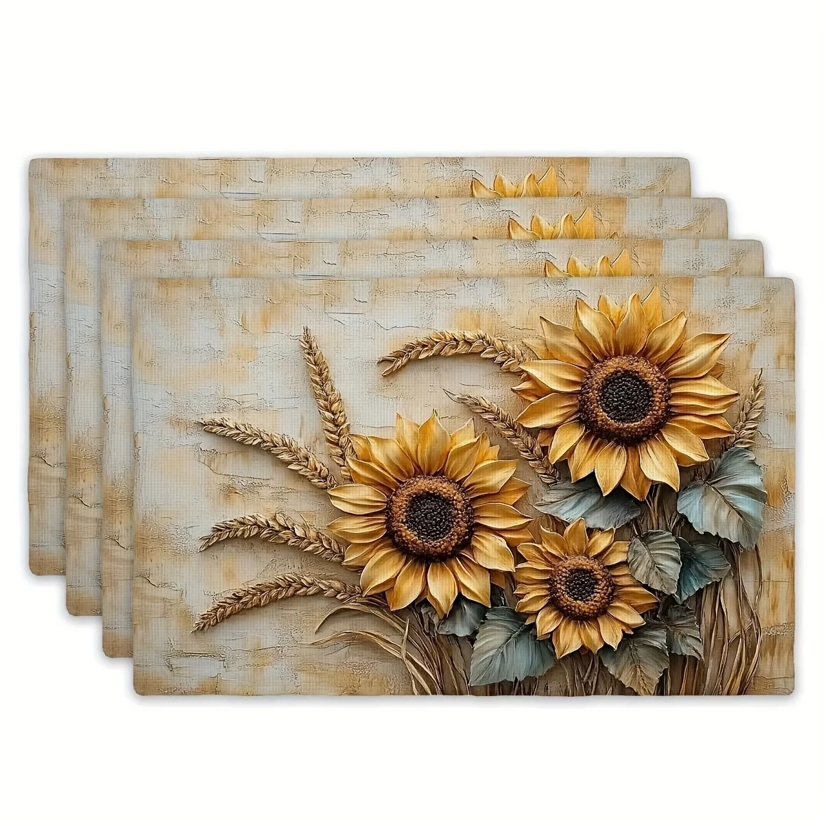 Vintage Oil Painting Fruit Basket Grape Peach Nectarine Harvest Print Rectangular Placemats  Set  Dining Table Decor Mats