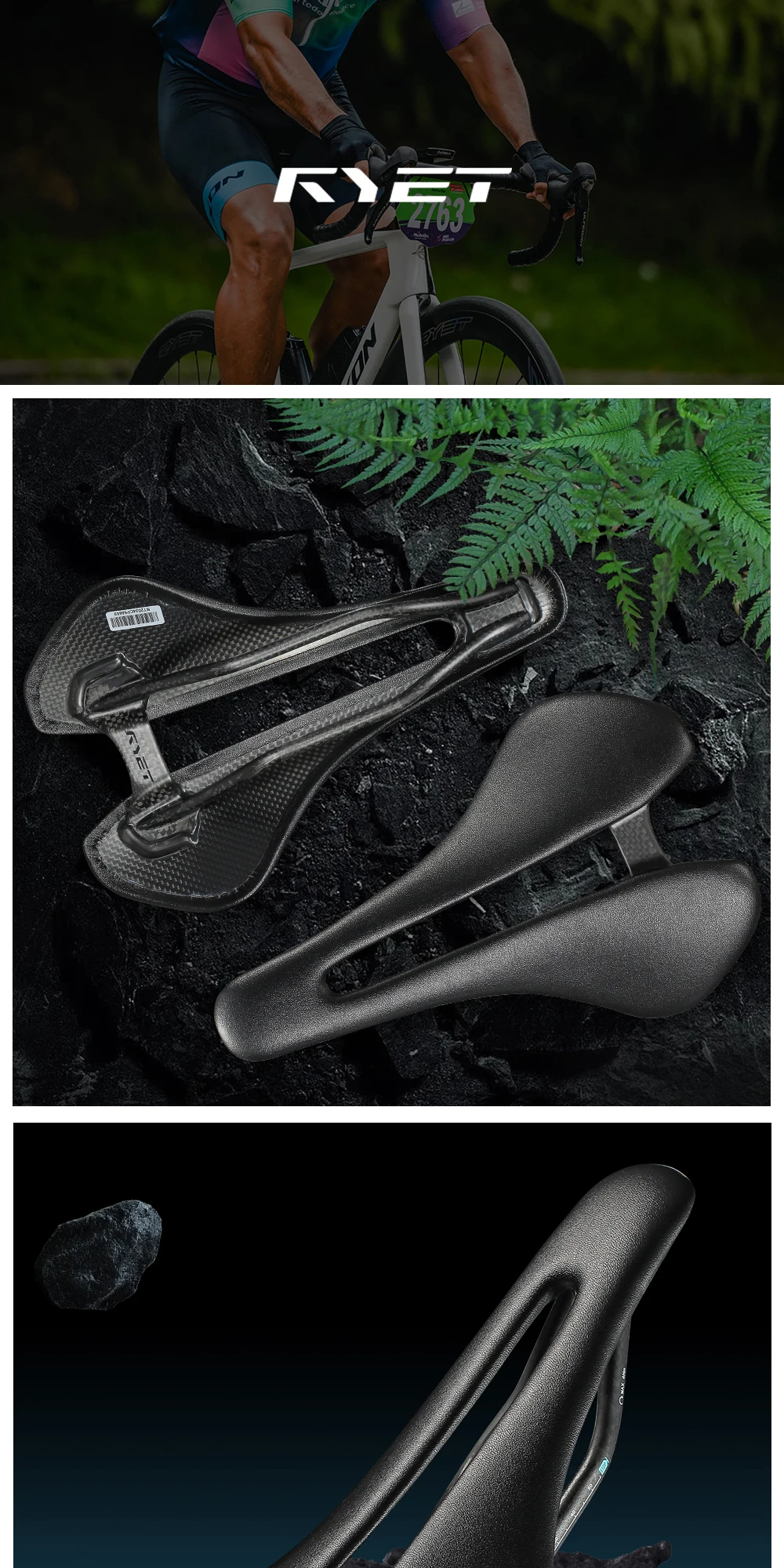 RYET Vollcarbon-Fahrradsattel, ultraleicht, 81 g/87 g, Lederoberteil, 7 x 9 mm, Carbon-Schienen, 143/155 mm, für Rennrad, MTB, Kies, Fahrradzubehör – Detail 9