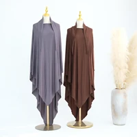 Jersey Khimar femmes musulmanes longue Hijab écharpe Eid Djellaba Ramadan Islam vêtements prière vêtement Burqa Niqab Abaya Robe Jalabiya 2
