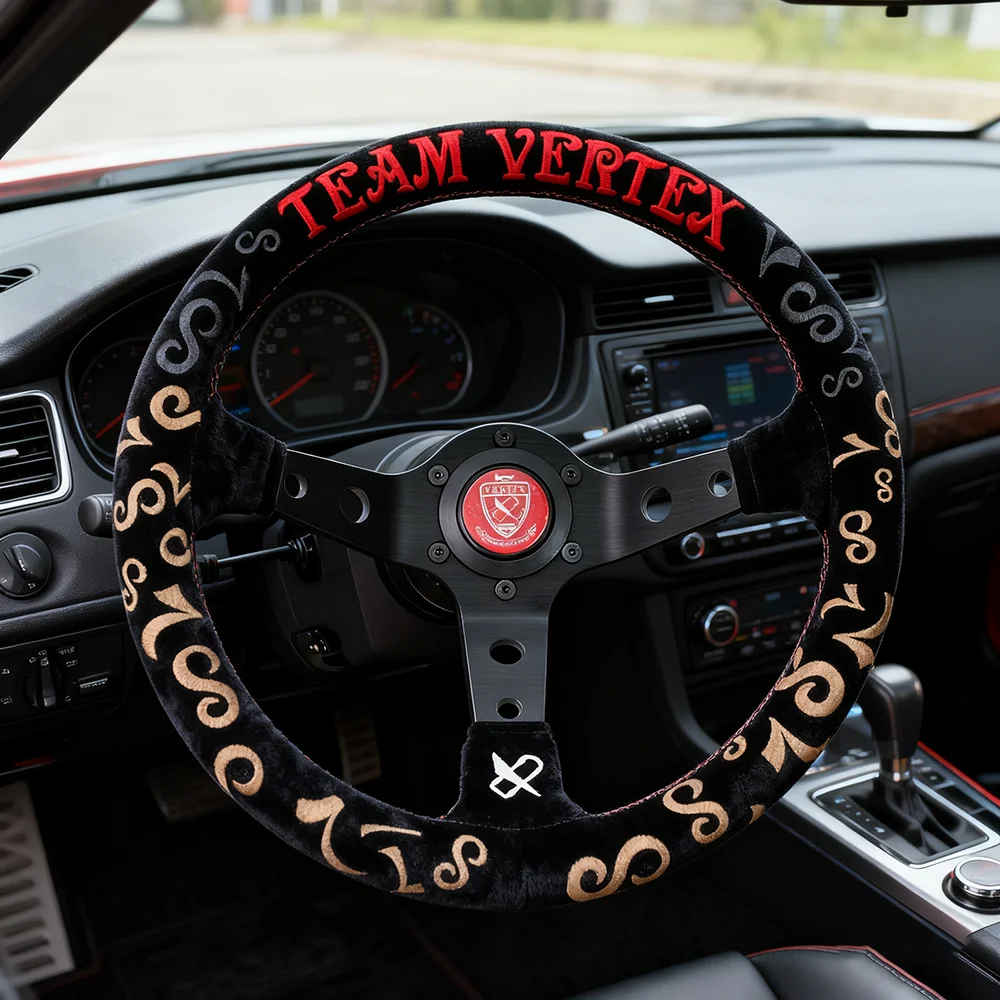 VERTEX 320mm Car Steering Wheel Deep Dish 6 Bolts Universal Sports Steering Wheel With Leather Embroider