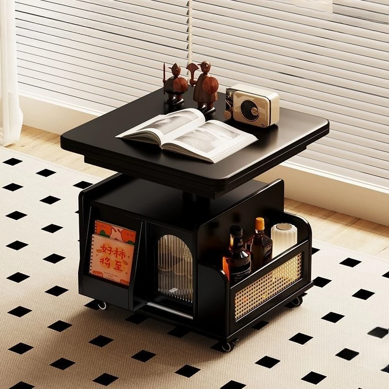 Solid Wood Movable Tea Multifunctional and Folding Edge Cart Medium-ancient Style Household Tea Table Dining