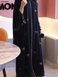Siskakia Ramadan Muslimc Embroidery Loose Maxi Dress Dubai Batwing Sleeve Abayas Morocco Elegant Casual Kaftan