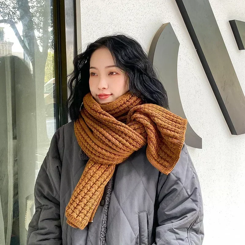 Women\'s Warm Winter Knitted Scarf Unisex Thick Chunky Scarves Hand Made Harajuku Style Autumn Shawl Wrap Neck Warmer Pashmina