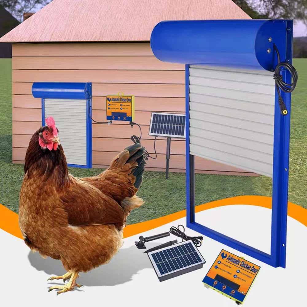 Automatic Chicken Coop Door Solar Powerd Metal Rolling Curtain Chicken House Door with Timer for Chicken Duck Poultry NEW