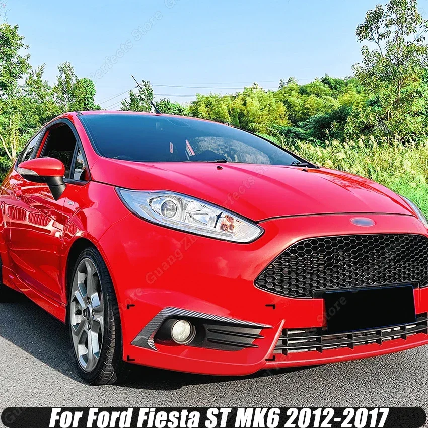 For Ford Fiesta ST MK6 2012 2013 2014 2015 2016 2017 Front Wind Knife Car Bumper Fog Light Grille Cover Trim Black Body Kit ABS