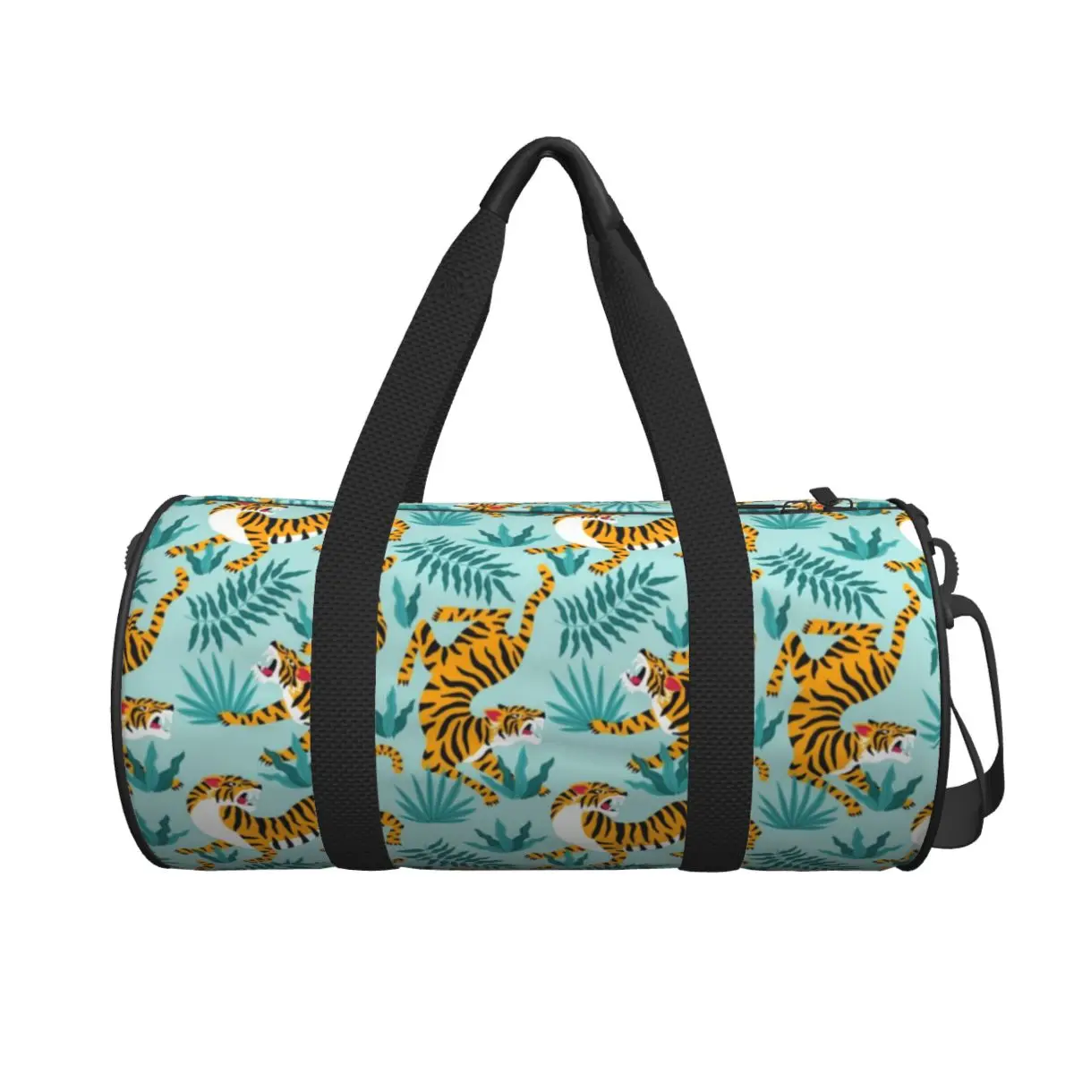 

Tigers Print Travel Bag Vintage Tropical Leaves Animal Yoga Sports Bags Large Retro Gym Bag Men's Pattern Outdoor Fitness Bag