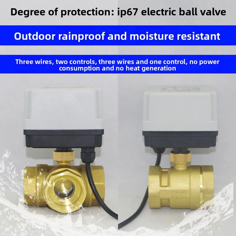 DN15 DN20 DN25 DN40 Brass Motorized Ball Valve 220V 12V 24V 3-Wire 2-Control Electric Actuators with Manual Switch Water Heating